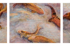 Koi - triptych • Acrylic on Wood Panel • Framed 25.5 x 31.5 ea. Triptych 25.5 x 94.5